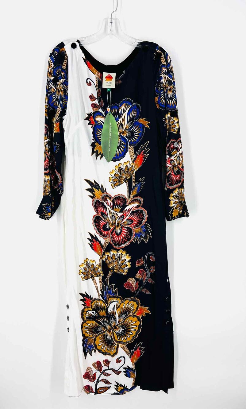 Farm Size M Black/Multi Floral NEW Designer Dress Maxi